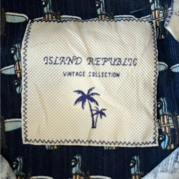 Island Republic Hawaiian Shirt Mens Large Blue Cars Silk Button Up - Picture 4 of 6